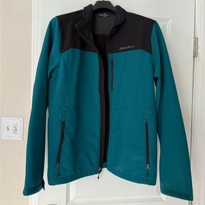 Eddie Bauer Aquamarine Black Zip Up Jacket Three Zip Pockets